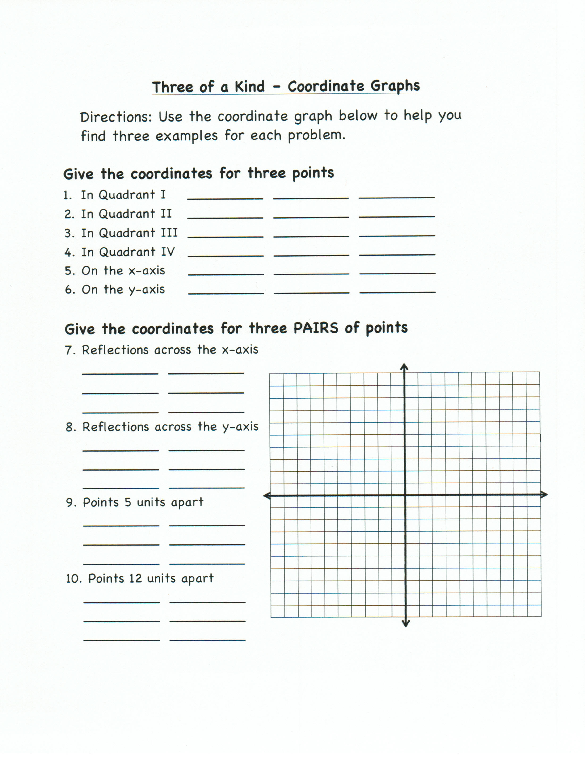Graphing Rational Numbers On A Coordinate Plane Worksheets